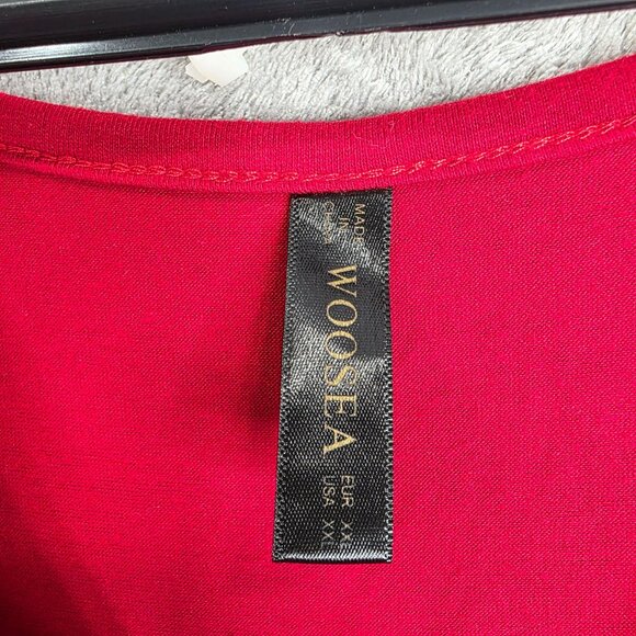 Womens Woosea Red Sleeveless Maxi Dress V Neck Pleated Waist Rayon Blend XXL - Picture 3 of 9